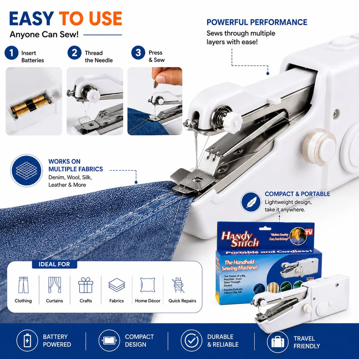 Portable Mini Sewing Machine – Compact Handheld Stitching Machine